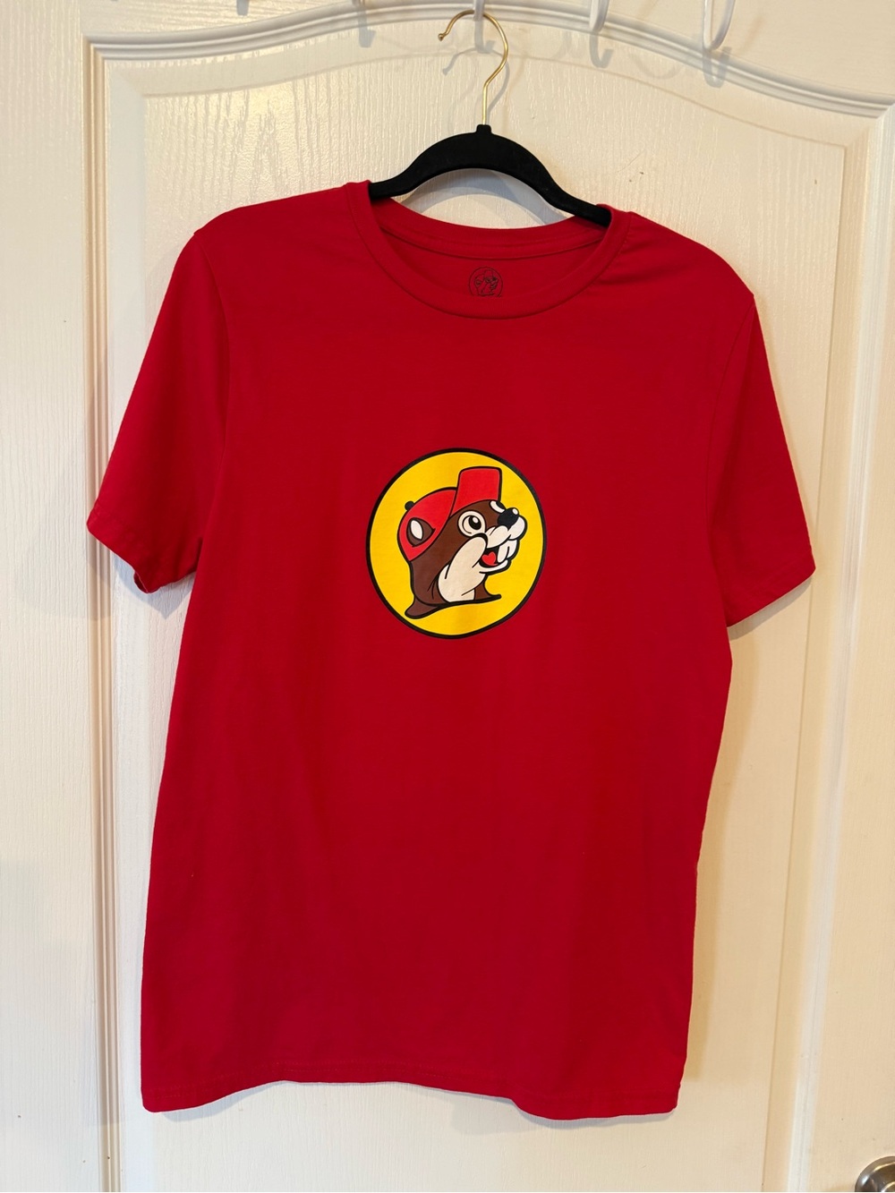 Buc-ees Beaver Logo Short Sleeve Red Casual tee T-Shirt Unisex Size M medium